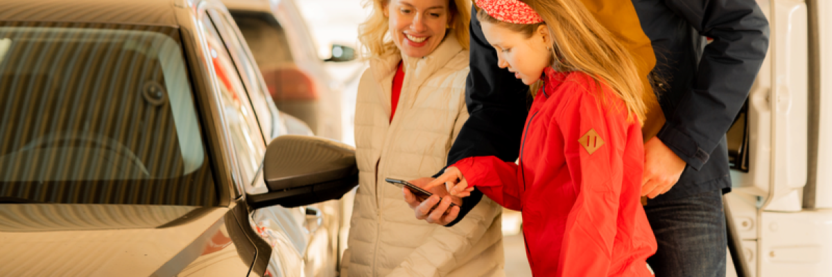 Family using ev charger at Circle K