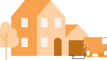 illustrasjon-av-en-elektisk-varebil-som-lader-hjemme-utenfor-garasjen