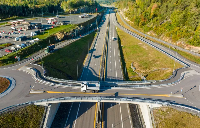 Motorway crossroads from afar